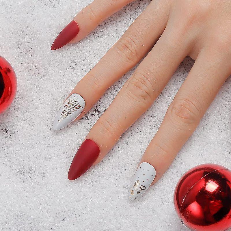 Liarty 24pcs クリスマスデザイン ネイルチップ ロング ヨーロッパとアメリカで人気の爪 先のとがったネイルチップ つけ爪 ストレージリク 通販 Yahoo ショッピング