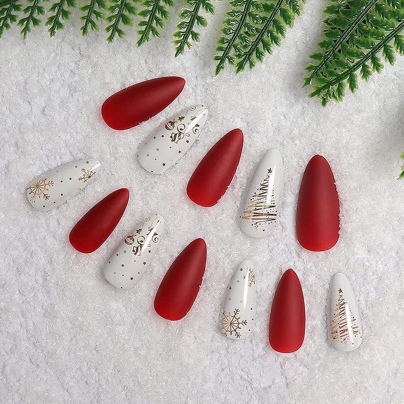 Liarty 24pcs クリスマスデザイン ネイルチップ ロング ヨーロッパとアメリカで人気の爪 先のとがったネイルチップ つけ爪 ストレージリク 通販 Yahoo ショッピング