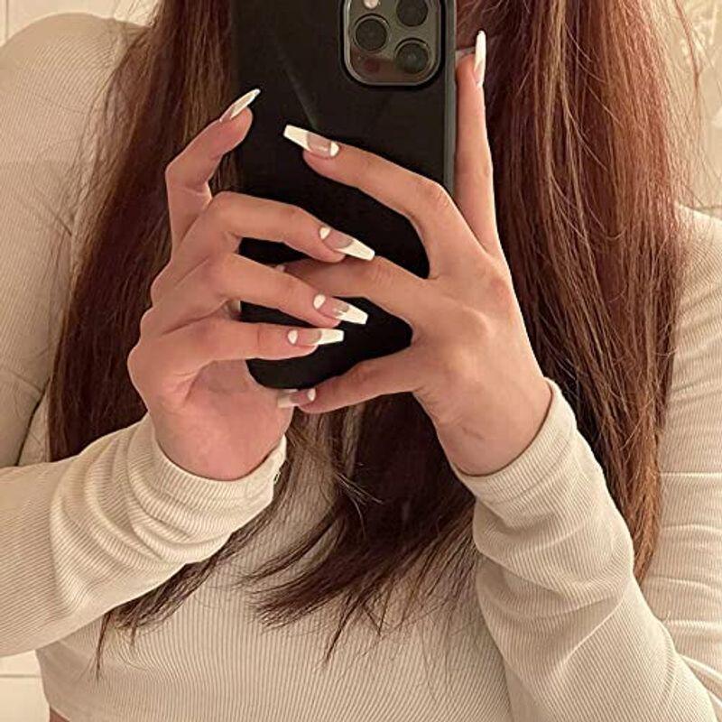 24枚入り ネイルチップ 北欧フレンチのホワイトネイル グレー グラデーションネイル ストレージリク 通販 Yahoo ショッピング
