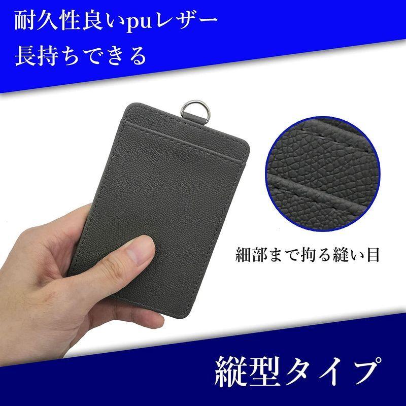 高価値 Idカードホルダー グレー カードケース 縦型 会社員カード入れ 定期入れ Puレザー ストラップ付き パスケース 定期入れ Www We Job Com