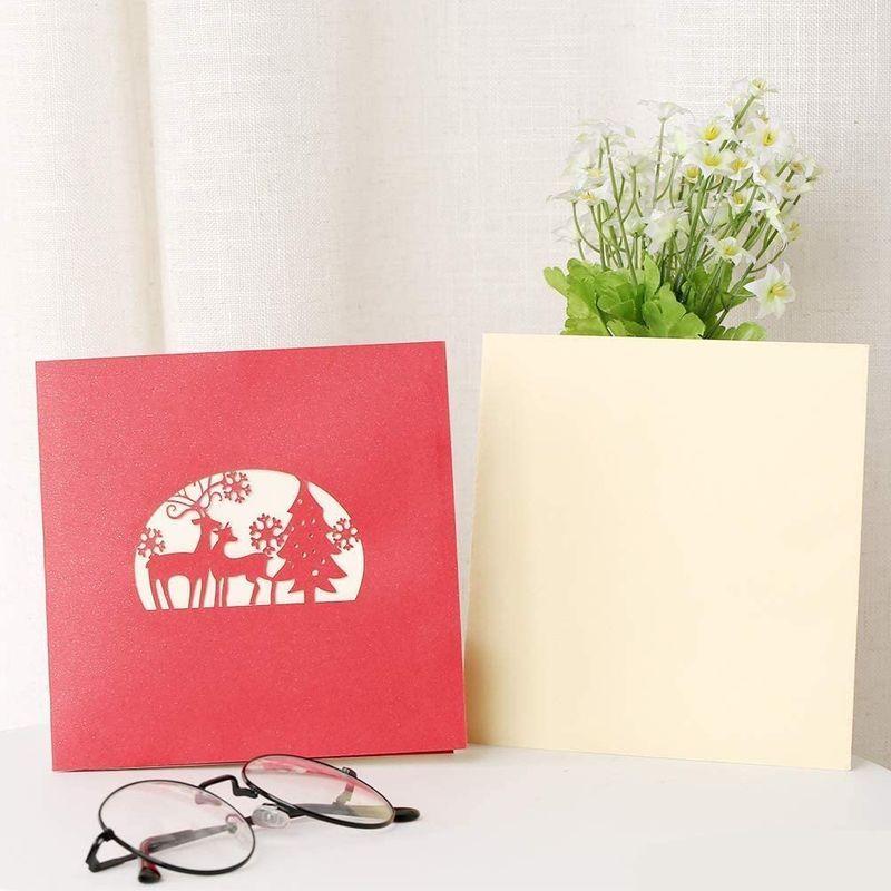 希望者のみラッピング無料 クリスマスカード 森の鹿 ポップアップ 3d立体カード グリーティングカード かわいい クリスマス メッセージカード 祝い カード Shipsctc Org