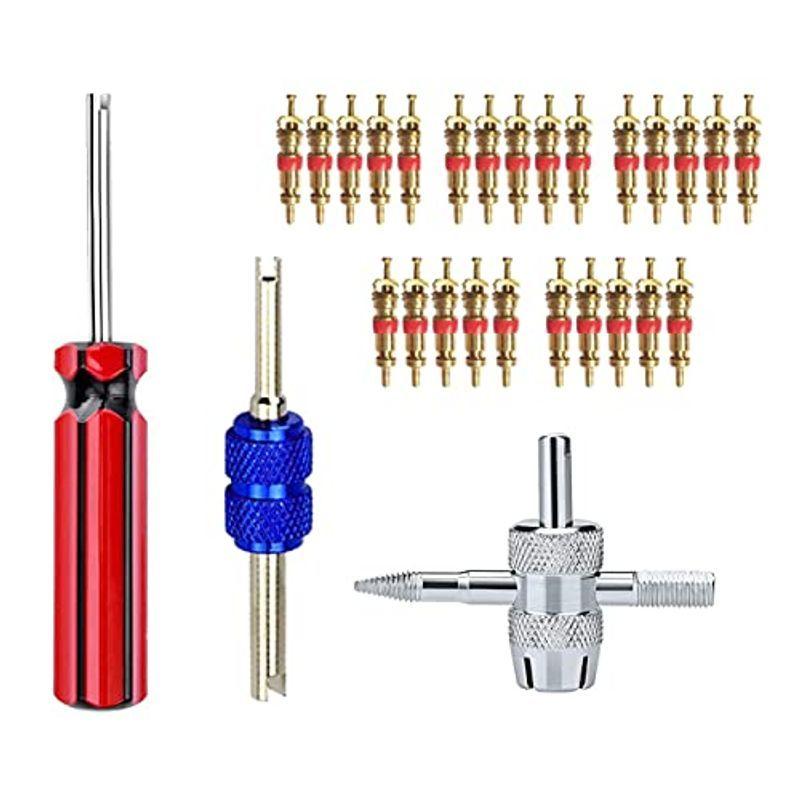 タイヤバルブコア修理セット バルブコア 25枚入り 虫回しドライバー エアバルブレンチ タイヤバルブコア交換 専用工具 バルブコア取付 28 ストレージリク 通販 Yahoo ショッピング