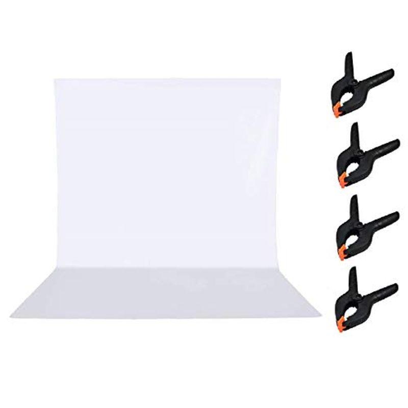 市場 Utebit 0 ポリエステル 背景紙 洗濯可 6 56 2m バックペーパー 白 X 強力クリップ付 4個セット 300 背景布 9 84ft 撮影 単色 3m