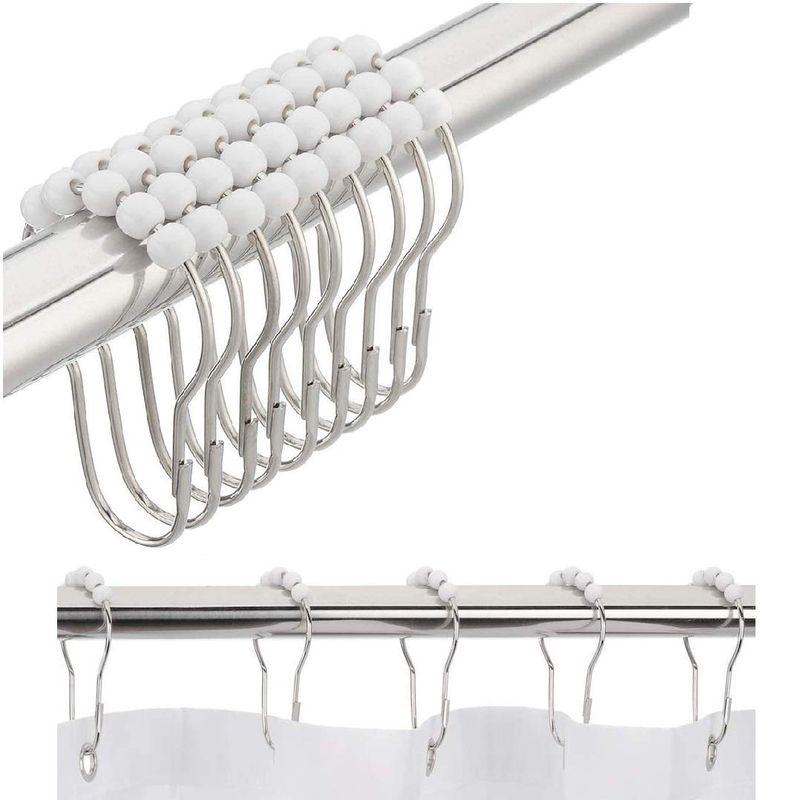 シャワーカーテンリング カーテンリングフック カーテンフック 12個入り スライドリング しっかり 固定 メタル リング 金属 カーテン用