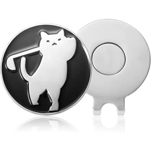 ゴルフマーカー 猫 マグネット ハットクリップ付 可愛い アニマル 合金