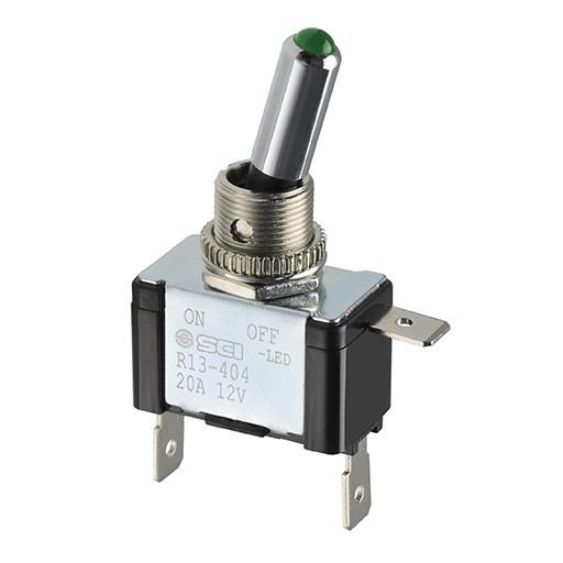 トグルスイッチ LED緑 20A STRAIGHT/35-3401 (STRAIGHT/ストレート)｜straight-toolcompany