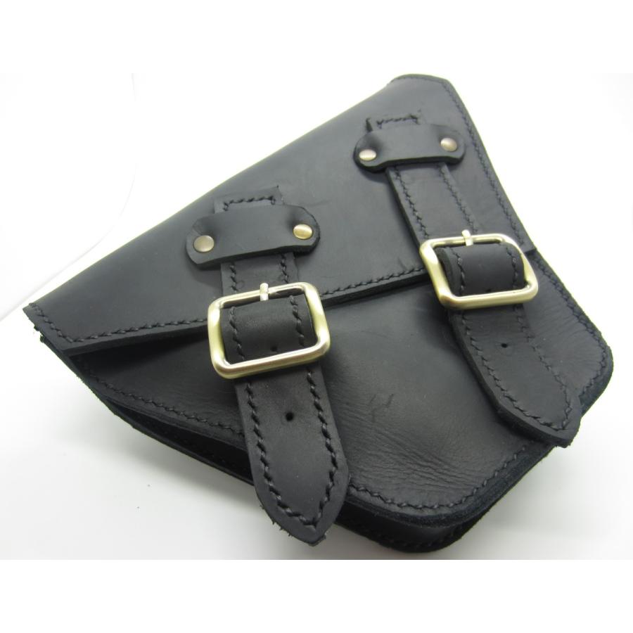 レブル250用 ストレイン製 本革サイドバック マットブラック