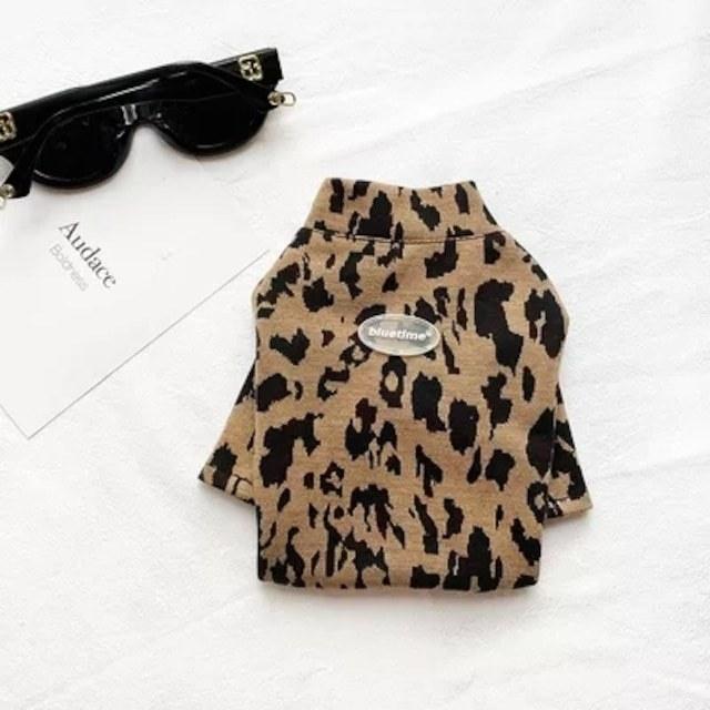 レオパード柄 ゼブラ柄 豹柄 ハイネック Tシャツ 春夏 秋冬 犬 服