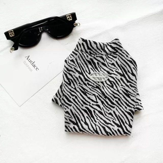 レオパード柄 ゼブラ柄 豹柄 ハイネック Tシャツ 春夏 秋冬 犬 服