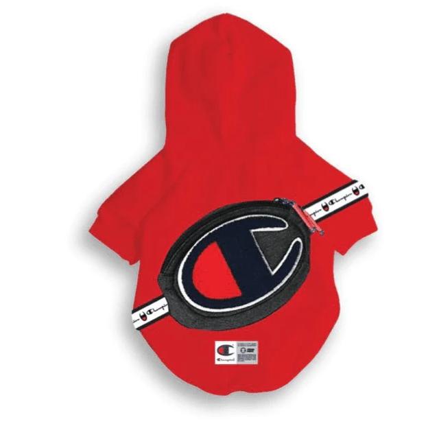 限定 CHAMPION FRESH PAWZ FANNY PACK HOODIE チャンピオン コラボ フーディ ファニーパック レッド 犬服