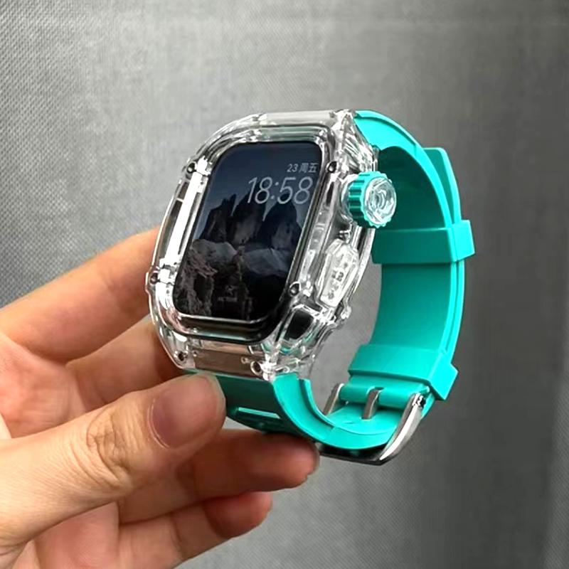 Apple watch アップルウォッチ クリアケース ラバーバンド シリーズ5 6 