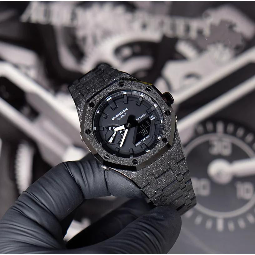 G-shock GA-2100SKE-7 カシオーク カスタムケース ステンレス グリッ 