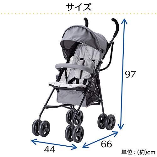 アイリスプラザ ベビーカー おでかけバギー B型 折りたたみ アルミ 軽量 ハイシート (年中使える) 大型タイヤ 日よけカバー グレー 7か月｜straw-osaka｜07