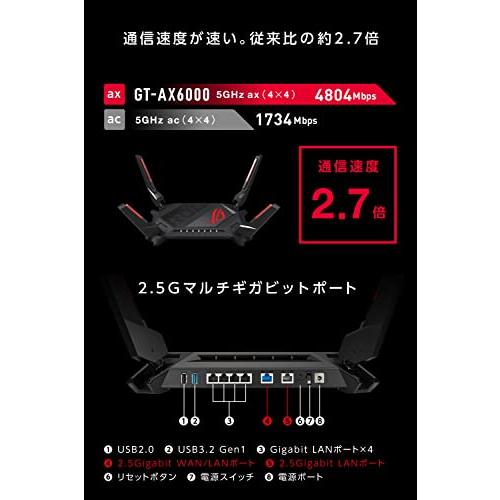 ASUS WiFi ROG Rapture GT-AX6000 無線 ルーター 最新規格WiFi6 4804+1148Mbps v6プラス対応デ｜straw-osaka｜02