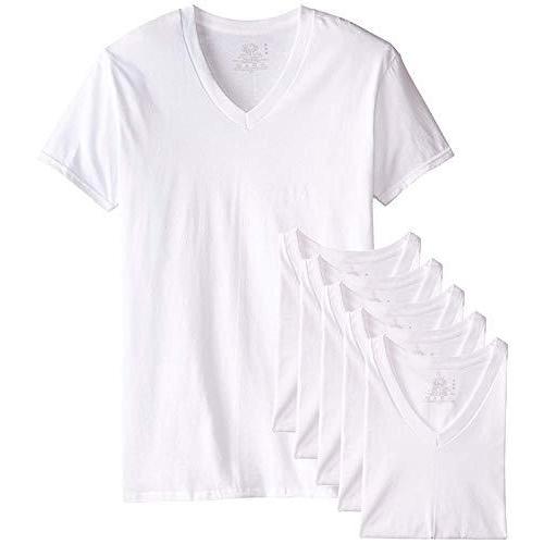 格安人気 Fruit Of The Loom メンズ タックvネック Tシャツ Xl 胸囲 46 48インチ ホワイト 6枚パック 数量限定 Nooitmeergrasmaaien Be