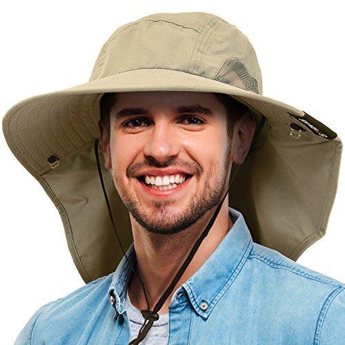 Tirrinia Mens Wide Brim Sun Hat with Neck Flap Fishing Safari Cap for Outdo その他のコスプレ衣装