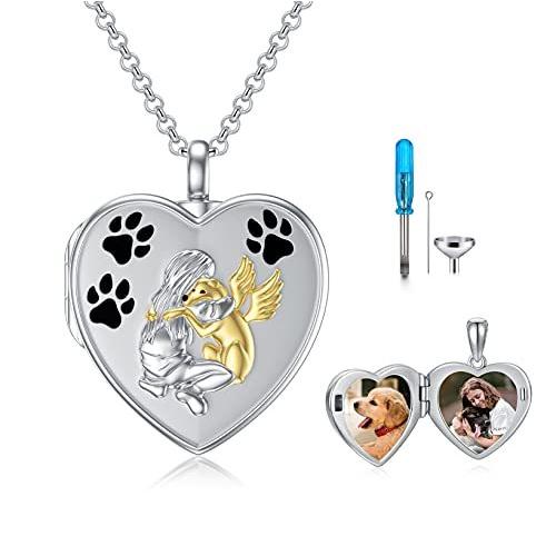 スターリングシルバー 犬 写真 遺灰 コスプレ衣装 犬 ロケット 写真を入れられるロケット 犬 ペンダント メモリアル ペンダント 犬愛好家向 火葬 Strawberry Cats 記念品 Ys ジュエリー レディース