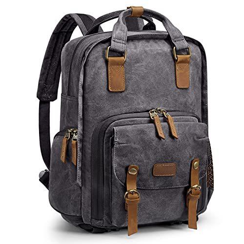 S-ZONE カメラリュック カメラバッグ バックパック 2気室 防水 大容量 一眼レフ用 撮影用品収納 防振 外出 旅行 三脚取付可 横側取り出し