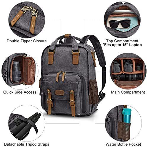 S-ZONE カメラリュック カメラバッグ バックパック 2気室 防水 大容量 一眼レフ用 撮影用品収納 防振 外出 旅行 三脚取付可 横側取り出し ZONE カメラリュック カメラバッグ バックパック 2気室 防水 大容量 一眼レフ用 撮影用品収納 防振 外出 旅行 三脚取付可 横側取り出し