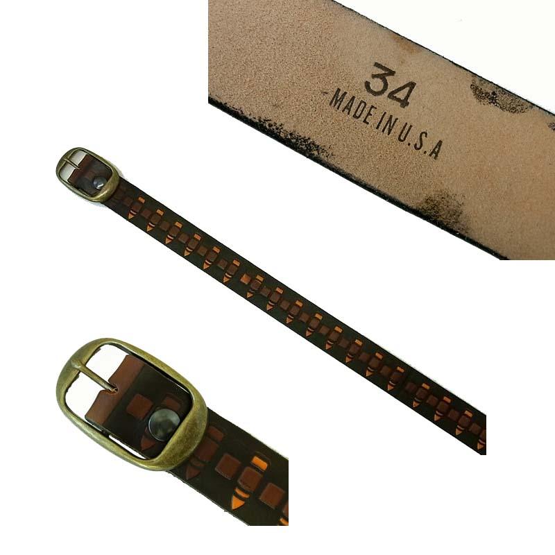BRACKNEY LEATHER WORKS【ブラックニーレザーワークス】アメリカ製型押レザーベルトBELT　弾丸柄　ブラック　NO,4 5307 11729　21028　23042 |  | 01