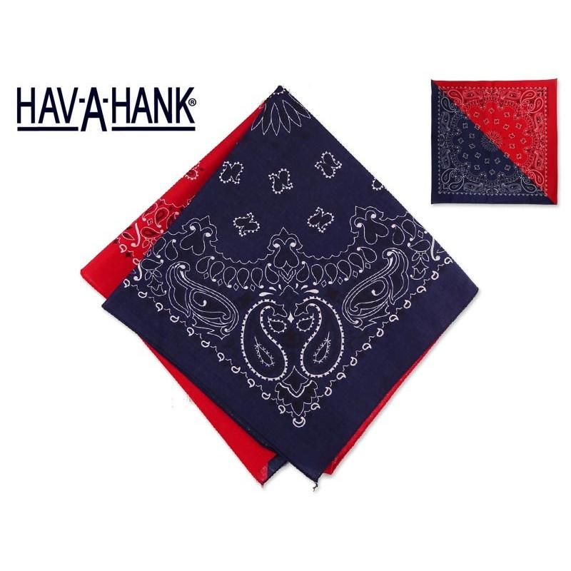 HAV-A-HANK ハブアハンク SPLIT PISLEY BANDANA NAVY/RED スプリット