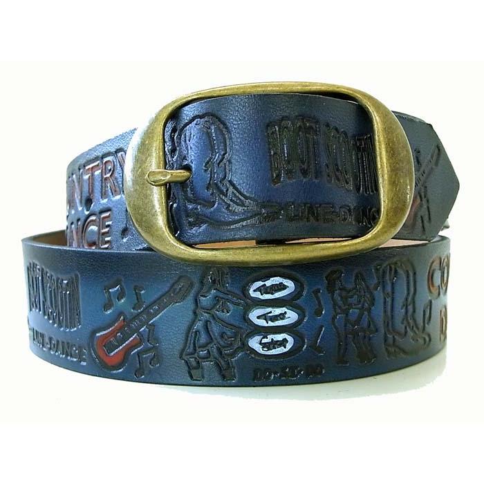 BRACKNEY LEATHER WORKS【ブラックニーレザーワークス】アメリカ製型押レザーベルトBELT　カントリーダンス柄　NO,9 13667　21028　23042 | 
