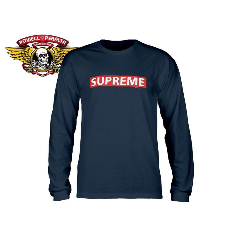 POWELL PERALTA パウエル ペラルタ Supreme LONG SLEEVE T-SHIRTS NAVY