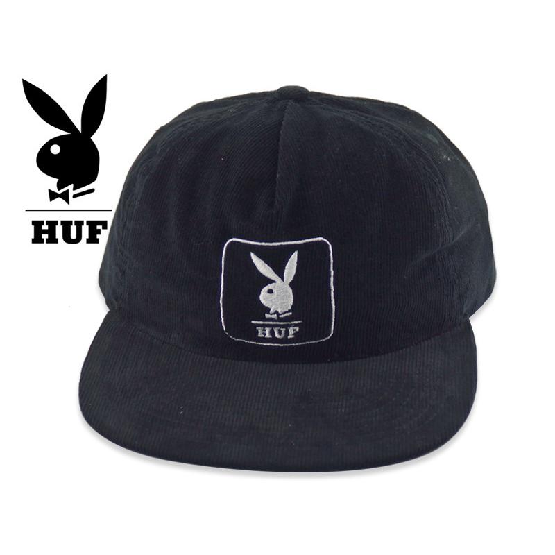 HUF×PLAYBOY【ハフ×プレイボーイ】CORDUROY 5PANEL CAP BLACK