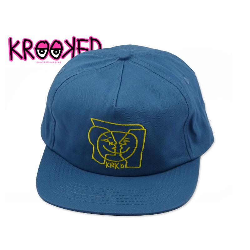 KROOKED クルキッド KRKD MOONSMILE RAW SNAPBACK CAP BLUE