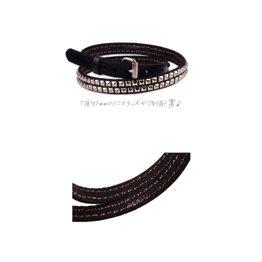 ブラックニーレザーワークス USA 2連スタッズベルト 鋲 楽天市場】2連スタッズ レザーベルト（ ブラック×シルバー