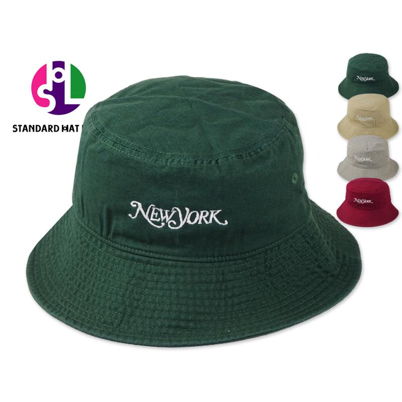 STANDARD HAT LABO スタンダードハットラボ NEWYORK MAG LOGO STONE WASHED BUCKET ...