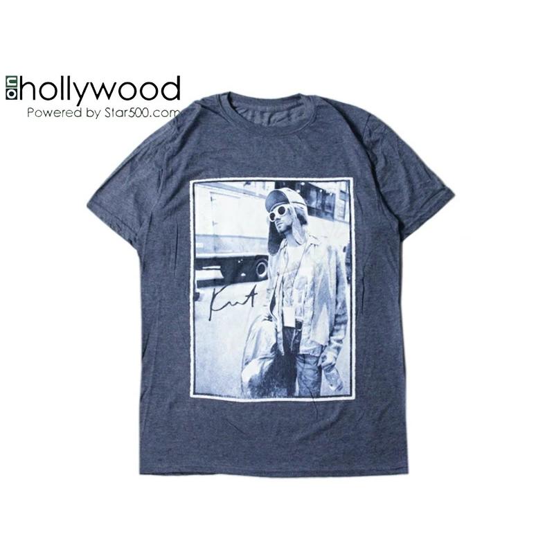 NIRVANA ニルヴァーナ KURT COBAIN BUS PHOTO T-SHIRTS WASHED NAVY