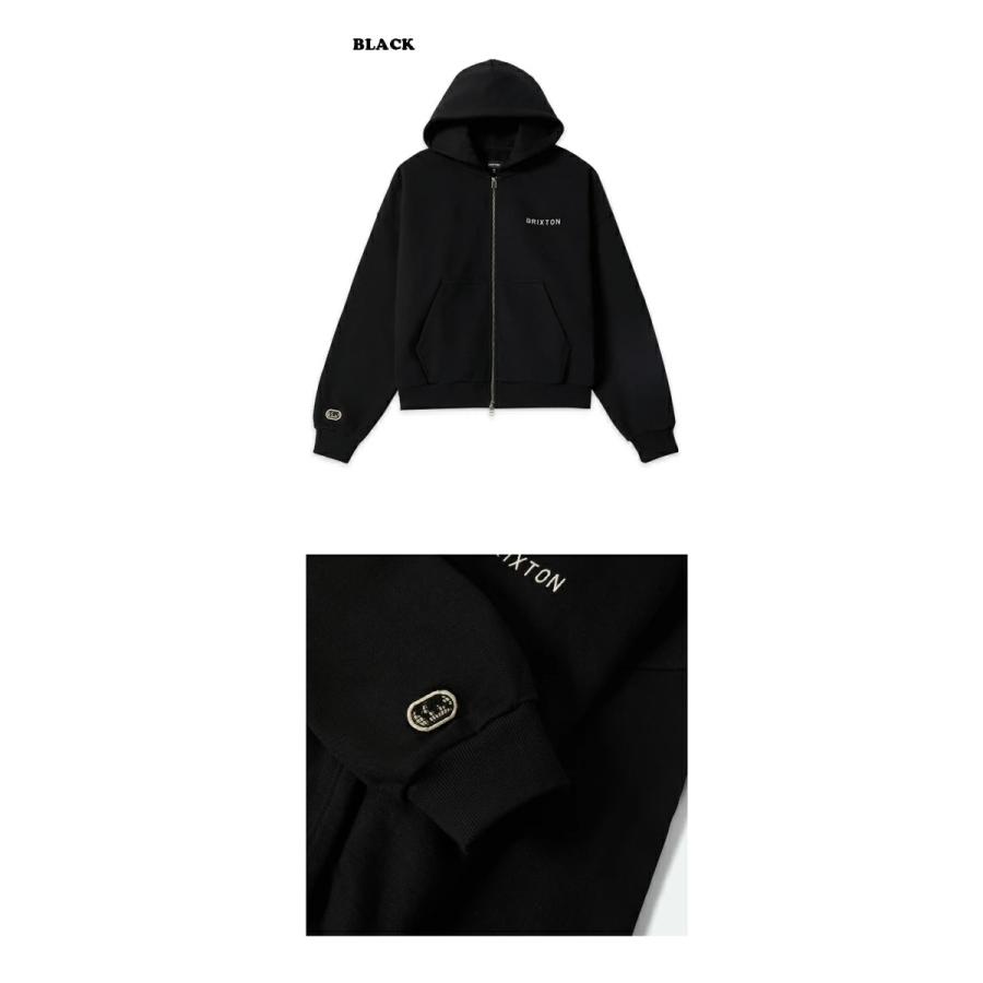 BRIXTON（ブリクストン） EMBROIDERED HW FULL ZIP HOOD BLACK ジップ
