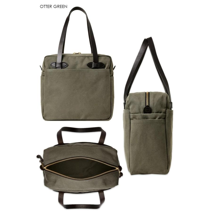 FILSON フィルソン RUGGED TWILL TOTE BAG WITH ZIPPER - OTTER GREEN ラギッド ツイル トート バッグ ウィズ ジッパー オッターグリーン 22928の画像