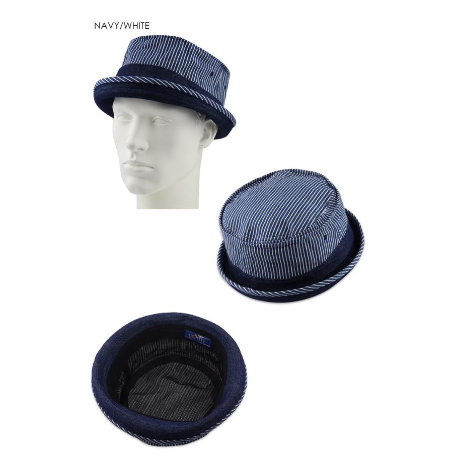 ポークパイハット PORK PIE HAT NAVY/WHITE ヒッコリー×デニム