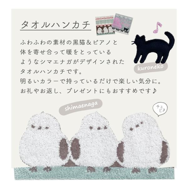 タオルハンカチシマエナガ&メガネねこちゃん18cm ハンドタオル