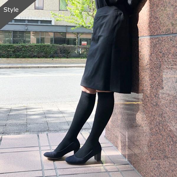 靴下 レディース 5本指ソックス 着圧 ハイソックス 綿混 会社 制服 23 25cm 黒 足スッキリ ゆうパケット3点まで可 17年最新入荷