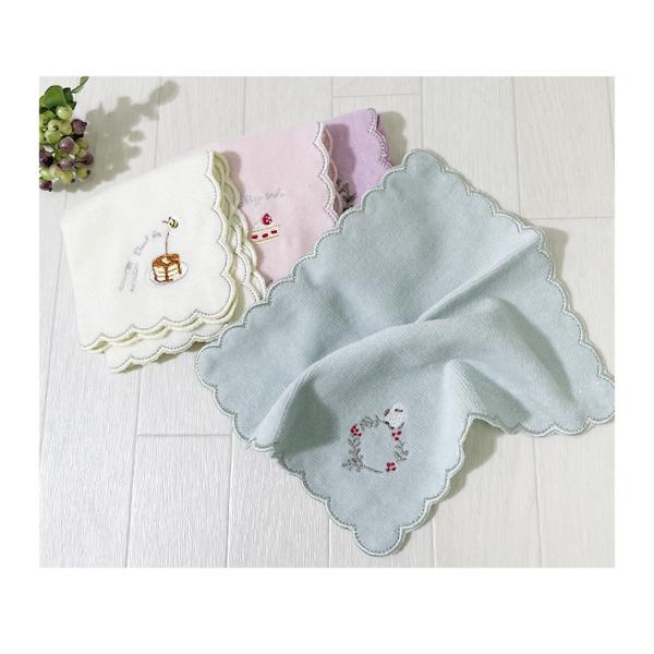 タオルハンカチ ギフト セット 刺繍 シマエナガ 黒猫 ケーキ ホット