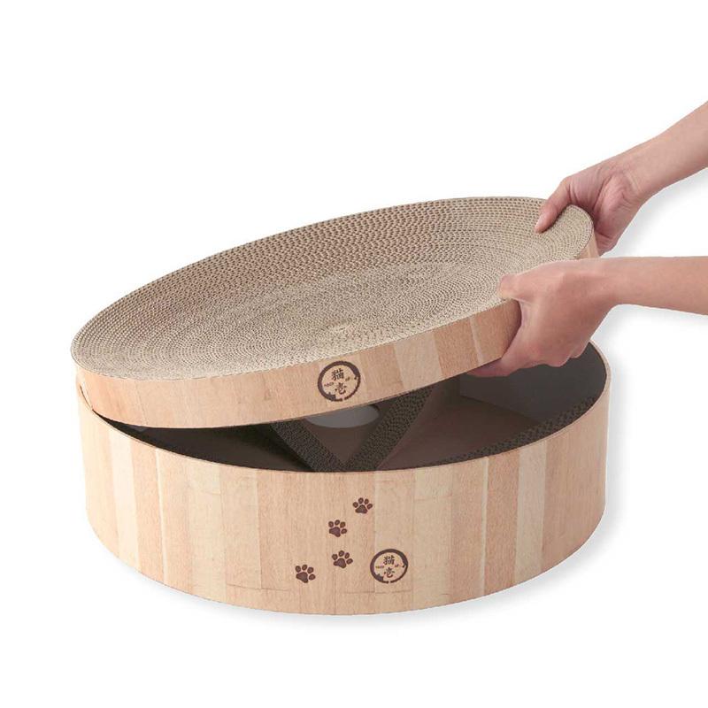 猫壱 バリバリボウル 猫柄 ライトブラウン Lサイズ ベッド 爪とぎ つめとぎ リラックス |  | 06