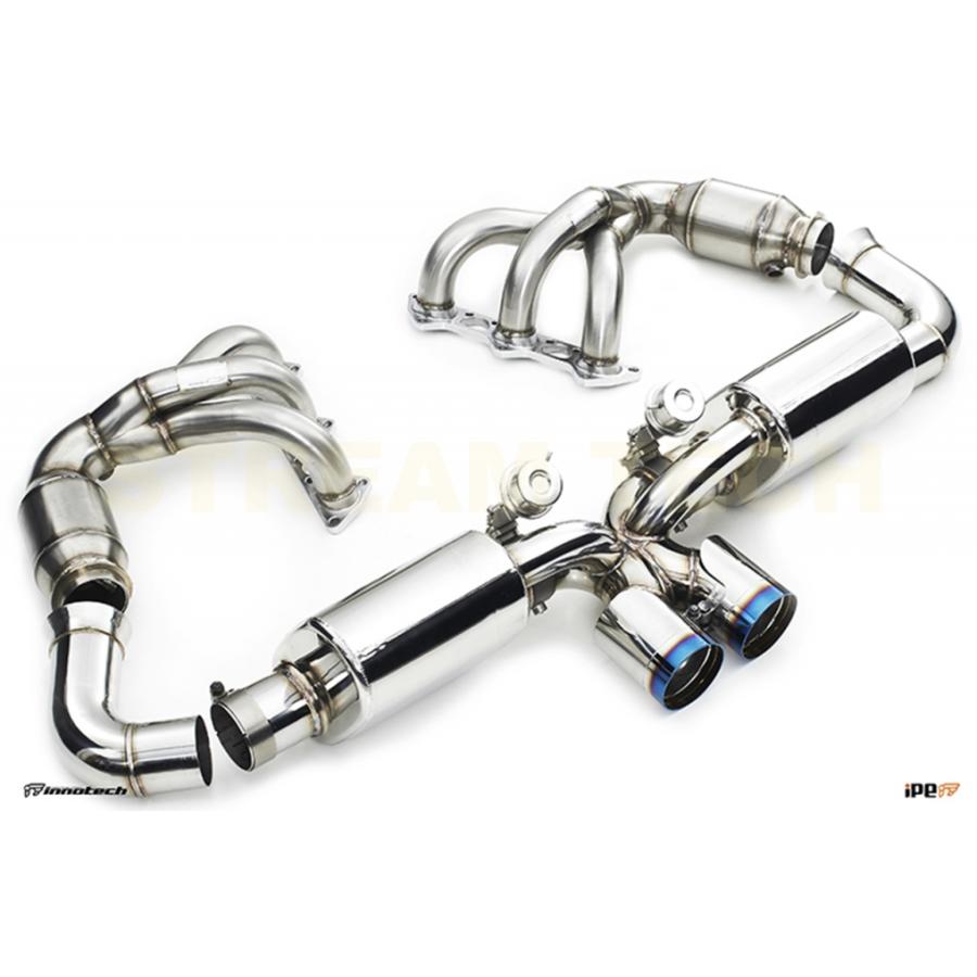 iPE イノテック PORSCHE 997 GT3用 可変バルブ マフラー フルシステム ステンレス製 テールエンド ポルシェ 911 997.1 997.2 GT3 RS |  | 01