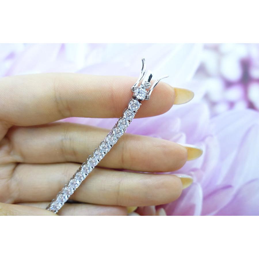 テニスブレスレット 16.5cm 人工ダイヤモンド s925 プラチナ加工 2020