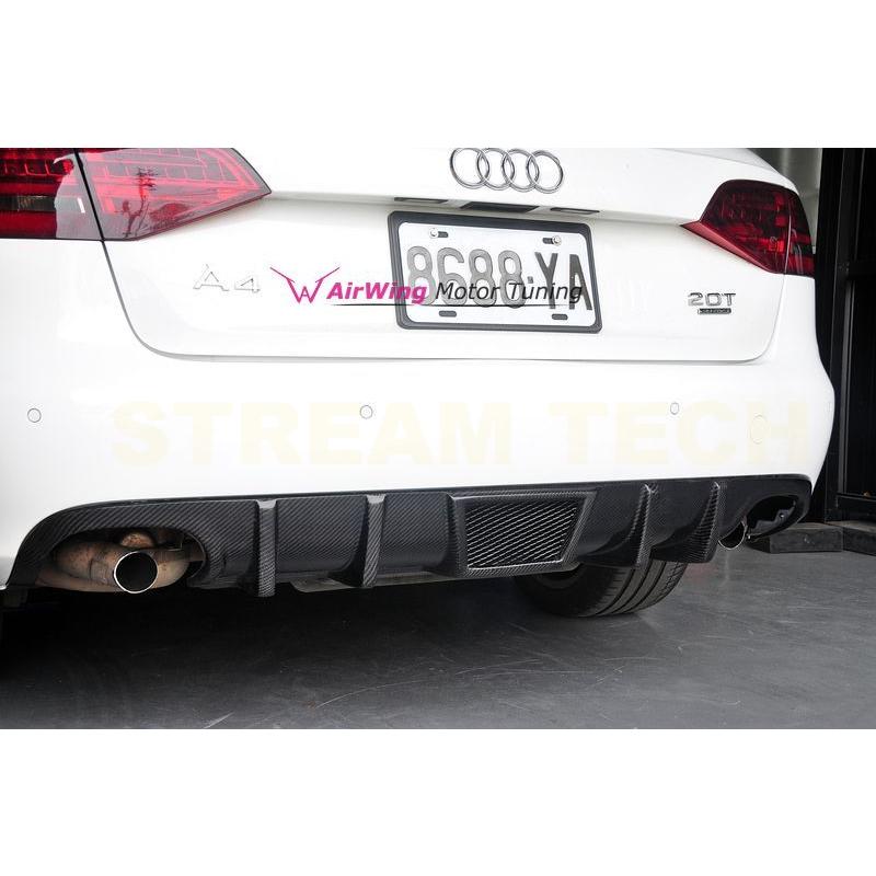 AUDI アウディ B8 A4 Sライン S4 前期用 DTMタイプ カーボン リアディフューザー 左右4本出し リアアンダースポイラー リアリップ バンパーリップ 綾織カーボン | 