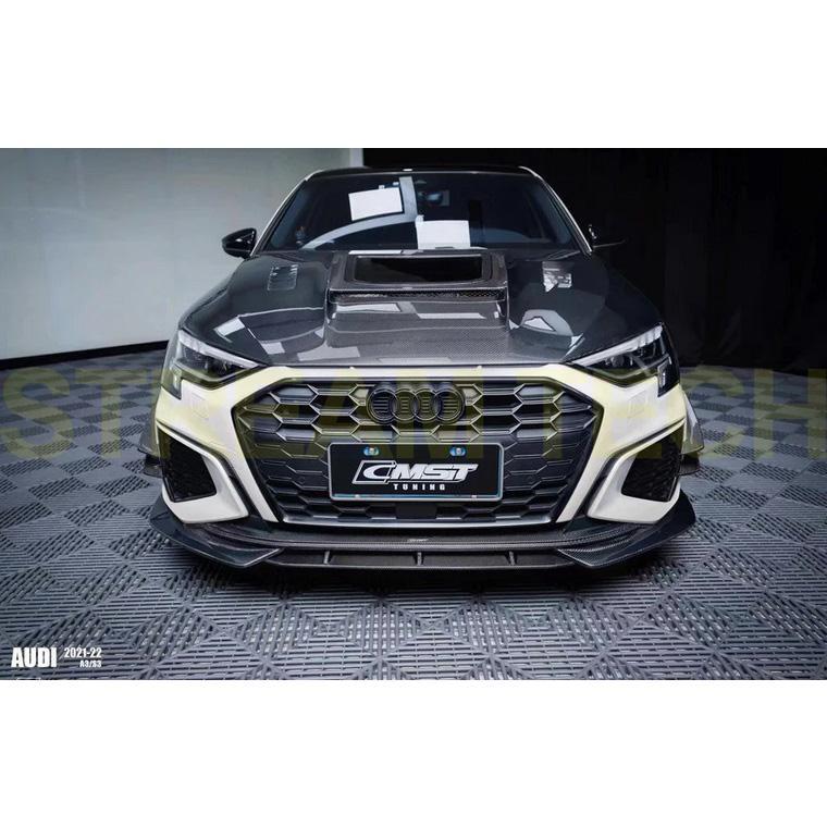 AUDI アウディ 8Y A3 S3 RS3用 天窓タイプ カーボン ボンネット 2種類有 綾織カーボン フォージドカーボン エンジンフード カーボンフード 強化ガラス Ver1 CMST | 