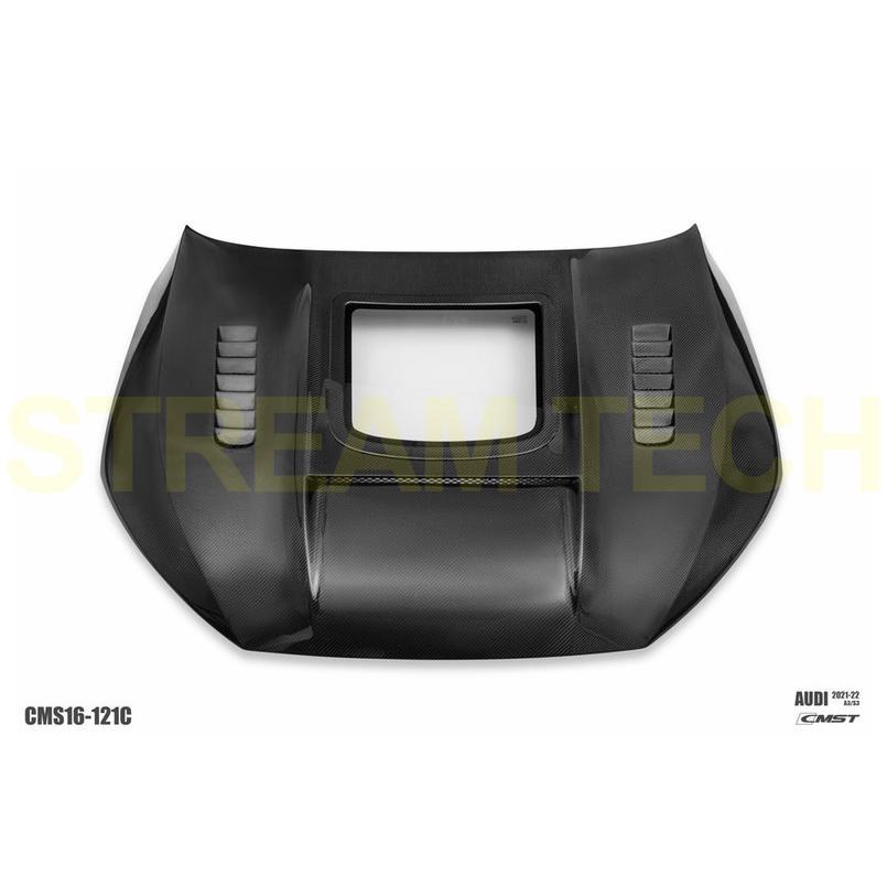 AUDI アウディ 8Y A3 S3 RS3用 天窓タイプ カーボン ボンネット 2種類有 綾織カーボン フォージドカーボン エンジンフード カーボンフード 強化ガラス Ver1 CMST |  | 05
