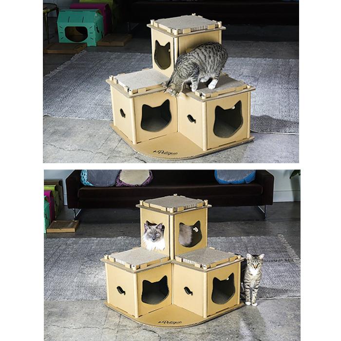 Petique ペティーク Fortress フォートレス 猫 ねこ ネコ 小型 中型 大型 子猫 老猫 キティ シニア つめとぎ 爪とぎ ダンボール 段ボール Feline Fortress Stream Tech 通販 Yahoo ショッピング