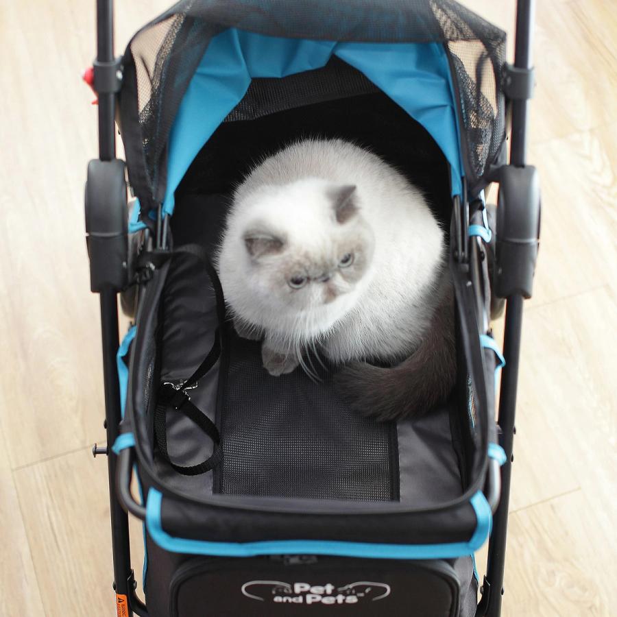 Pet and Pets シンプリシティ 猫 犬 ペットカート 4輪 折りたたみ 耐荷重16kg お出かけ 旅行 キャリーカート バギー ドッグカート ペティーク 米ブランド |  | 03