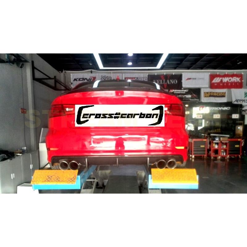 AUDI アウディ 8V A3 Sライン S3 セダン用 カーボン リアディフューザー 左右4本出し リアアンダースポイラー リアバンパーリップ リアリップ 綾織カーボン 人気 | 