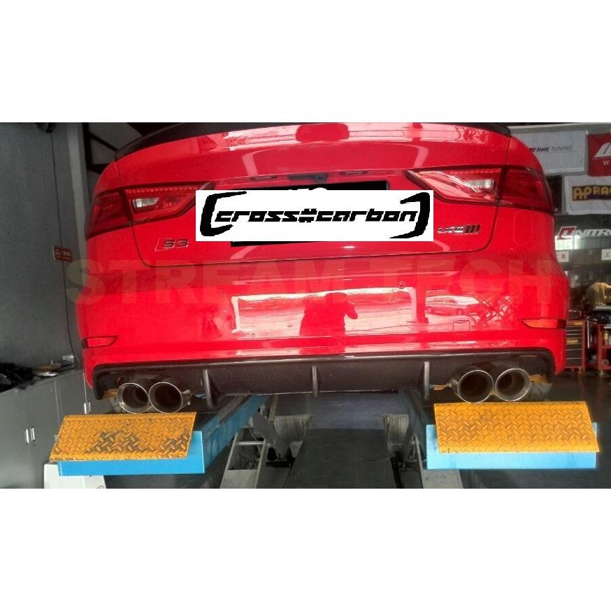 AUDI アウディ 8V A3 Sライン S3 セダン用 カーボン リアディフューザー 左右4本出し リアアンダースポイラー リアバンパーリップ リアリップ 綾織カーボン 人気 |  | 02