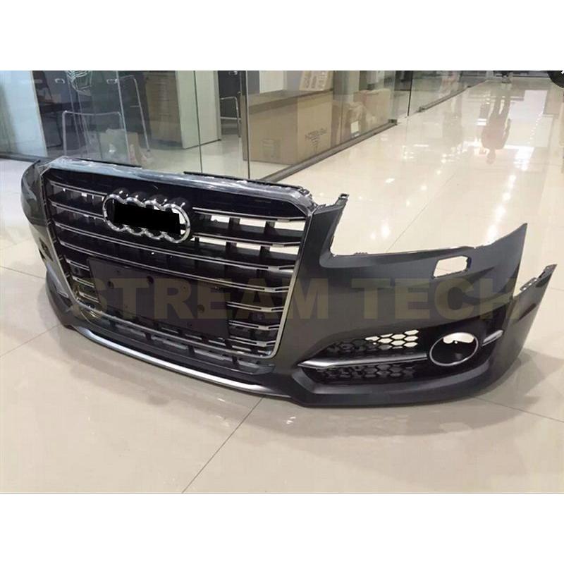 ZNS0213◇アウディA8◇クアトロ◇フロントバンパー◇メッキフロントグリル◇白 AUDI アウディ A8 S8 後期用 S8ルック フロントバンパー PPウレタン製