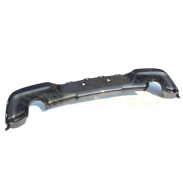 BMW F20 1シリーズ 116 120 Mスポーツ 前期用 カーボン リアディフューザー 左右2本出し リアアンダースポイラー リアリップ バンパーリップ 綾織カーボン |  | 01